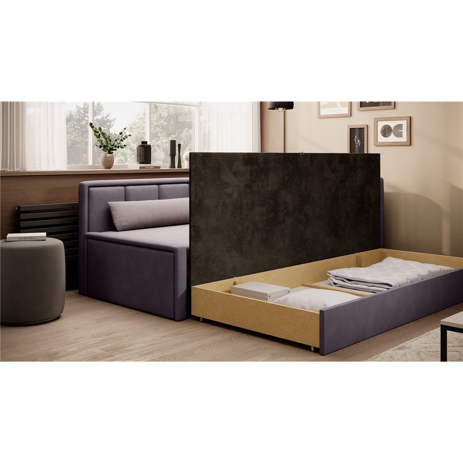 Sofa bed Elfulgeo R, sleeping function, Poco 101, Poco 41, pink, H77x214x82cm