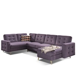 U-shaped sofa Elsgard U L/R Reversible, sleeping function, Soro 65, purple, H93x326x202cm