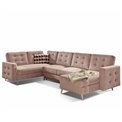U-shaped sofa Elsgard U L/R Reversible, sleeping function, Omega 91, pink, H93x326x202cm