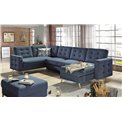 U-shaped sofa Elsgard U L/R Reversible, sleeping function, Soro 76, dark blue, H93x326x202cm