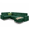 U-shaped sofa Elsgard U L/R Reversible, sleeping function, Kronos 19, velvet, dark green, H93x326x202cm