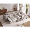 Corner sofa Elferlo R, sleeping function, Royal 20, boucle, beige, H93x285x181cm