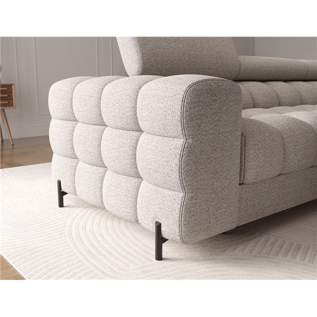 Corner sofa Elferlo R, sleeping function, Royal 20, boucle, beige, H93x285x181cm