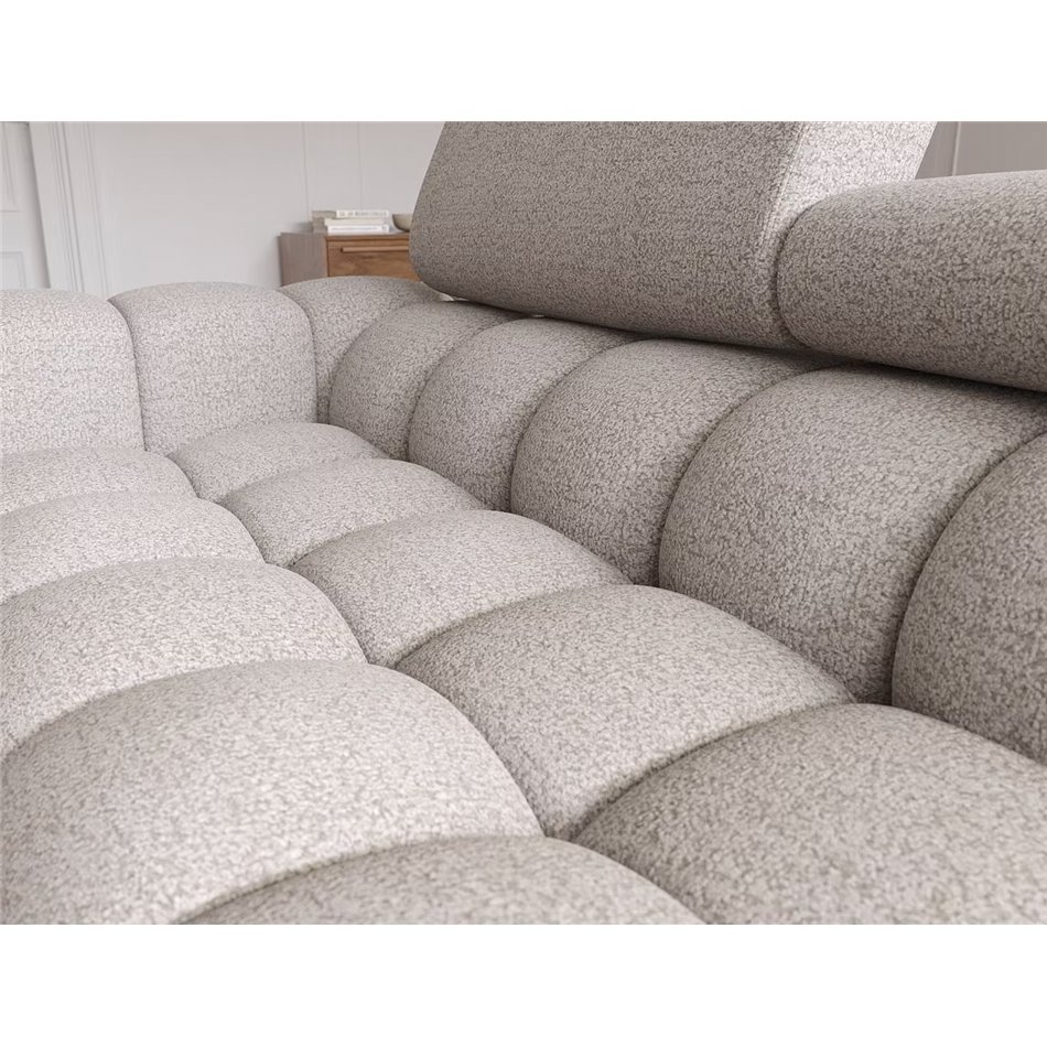 Corner sofa Elferlo R, sleeping function, Royal 20, boucle, beige, H93x285x181cm