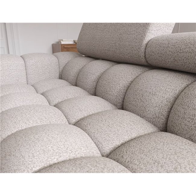 Corner sofa Elferlo R, sleeping function, Royal 20, boucle, beige, H93x285x181cm