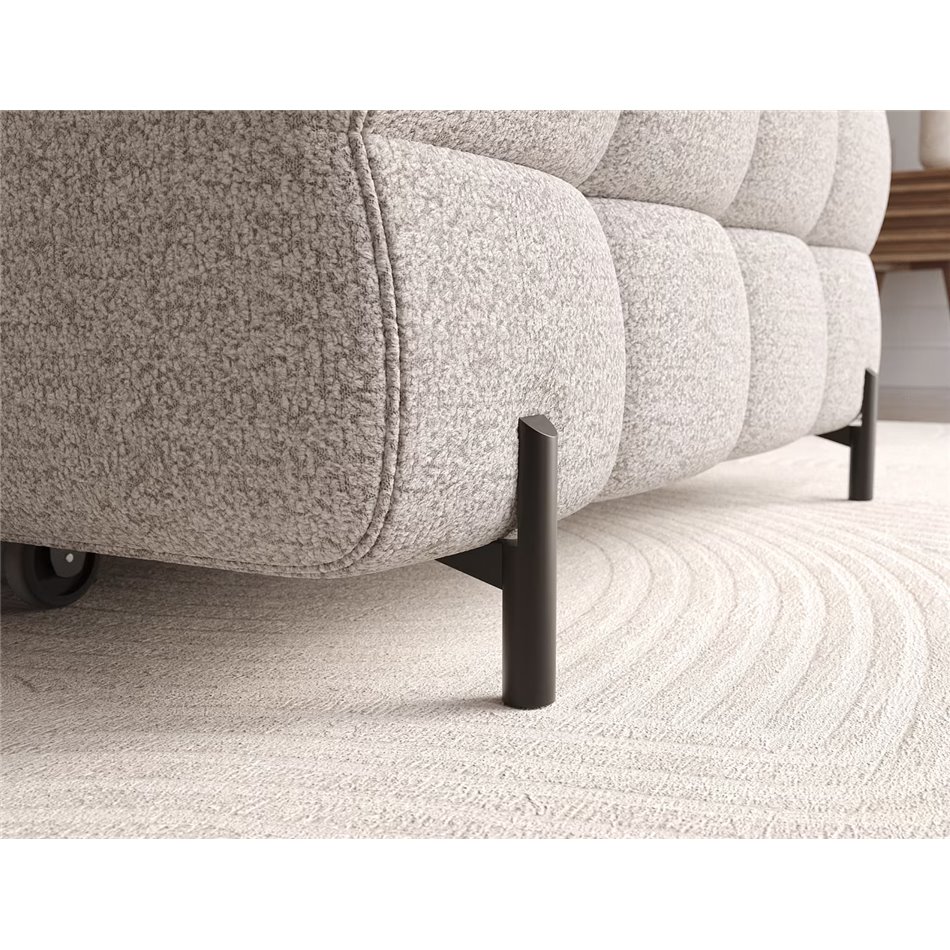 Corner sofa Elferlo R, sleeping function, Royal 20, boucle, beige, H93x285x181cm