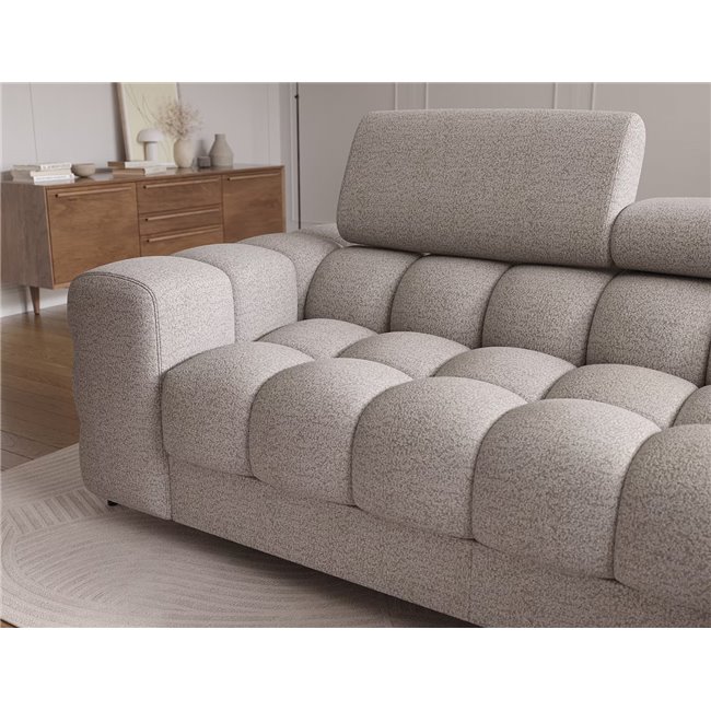 Corner sofa Elferlo R, sleeping function, Royal 20, boucle, beige, H93x285x181cm