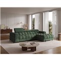 Corner sofa Elferlo R, sleeping function, Amore 35, boucle, green, H93x285x181cm