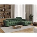 Corner sofa Elferlo R, sleeping function, Amore 35, boucle, green, H93x285x181cm