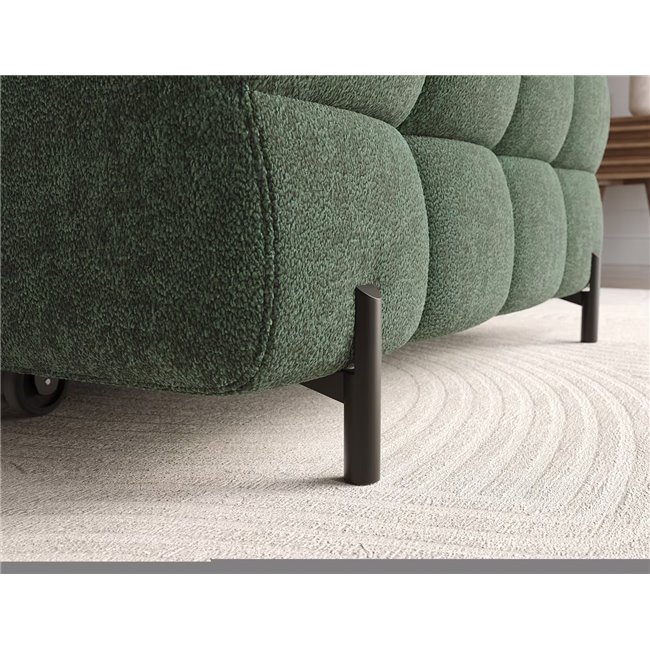 Corner sofa Elferlo R, sleeping function, Amore 35, boucle, green, H93x285x181cm