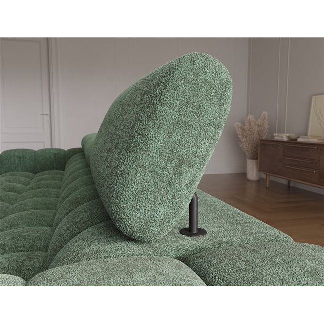 Corner sofa Elferlo R, sleeping function, Amore 35, boucle, green, H93x285x181cm