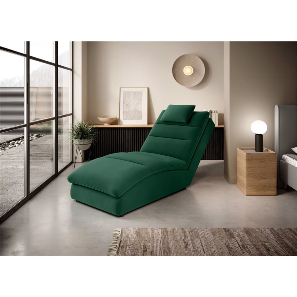 Chaise lounge chair Eltaco, Nube 35, velvet, dark green, H95x85x170cm