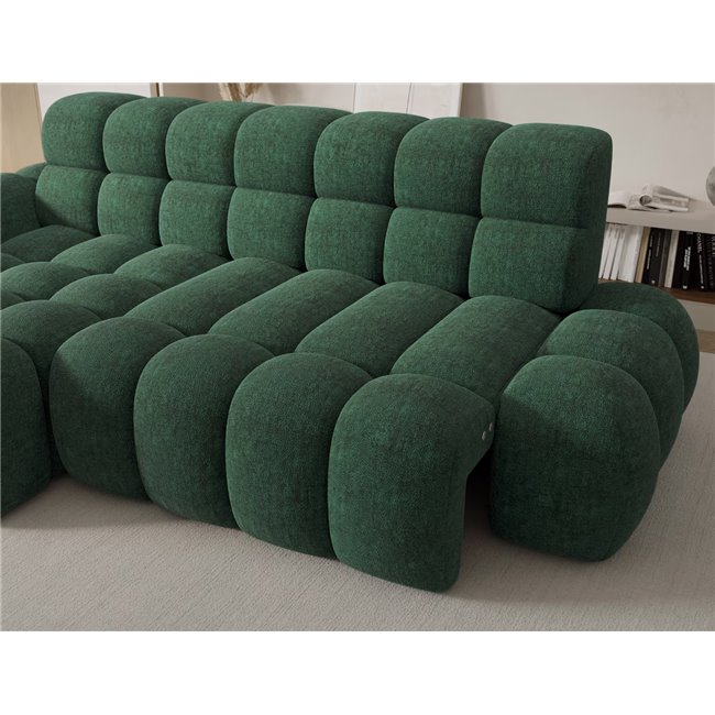 Corner sofa Eleedro L, electrically extendable, Amore 35, boucle, green, H98x283x165cm