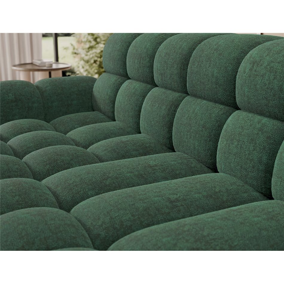 Corner sofa Eleedro L, electrically extendable, Amore 35, boucle, green, H98x283x165cm