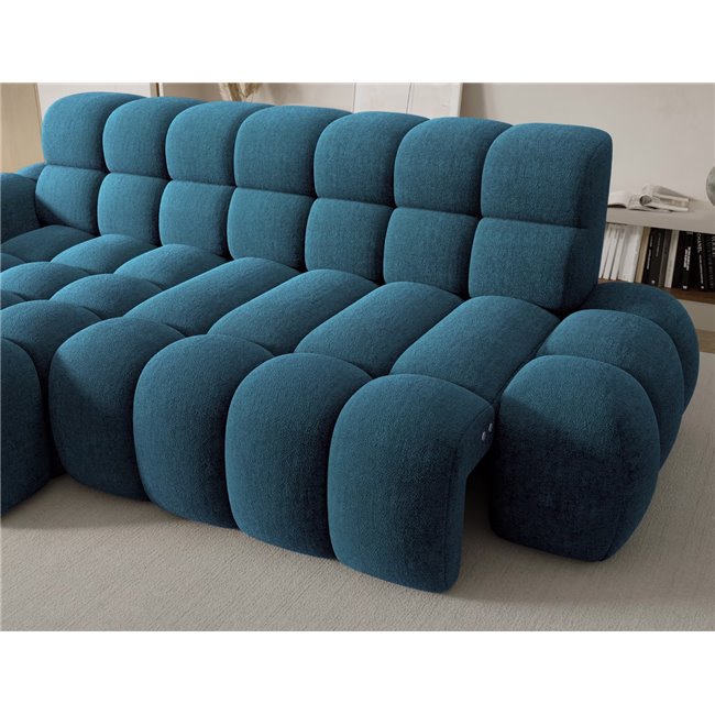 Corner sofa Eleedro L, electrically extendable, Amore 40, boucle, blue, H98x283x165cm