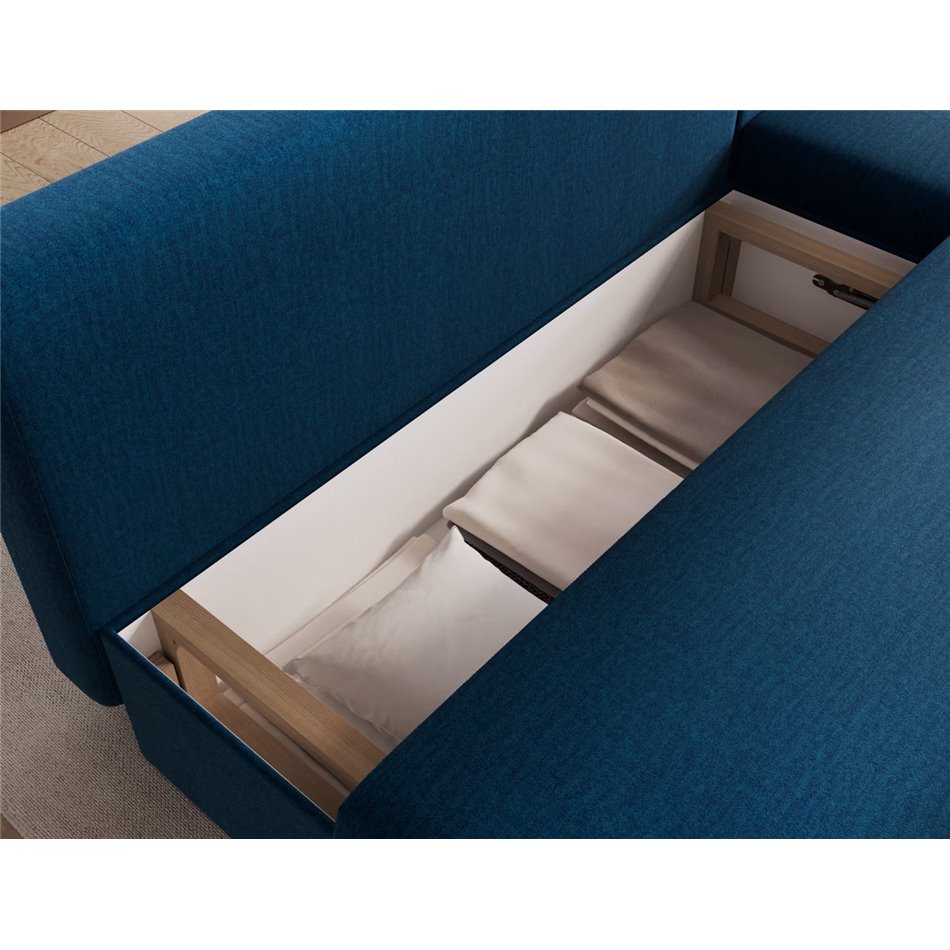 Corner sofa Elgino L/R Reversible, sleeping function, Nube 40, velvet, dark blue, H90x201x143cm
