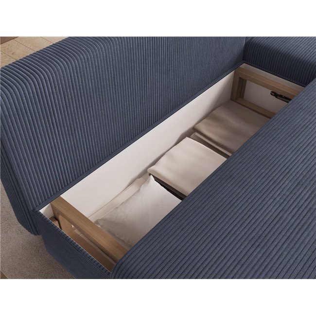 Corner sofa Elgino L/R Reversible, sleeping function, Jarell 06, corduroy, dark grey, H90x201x143cm