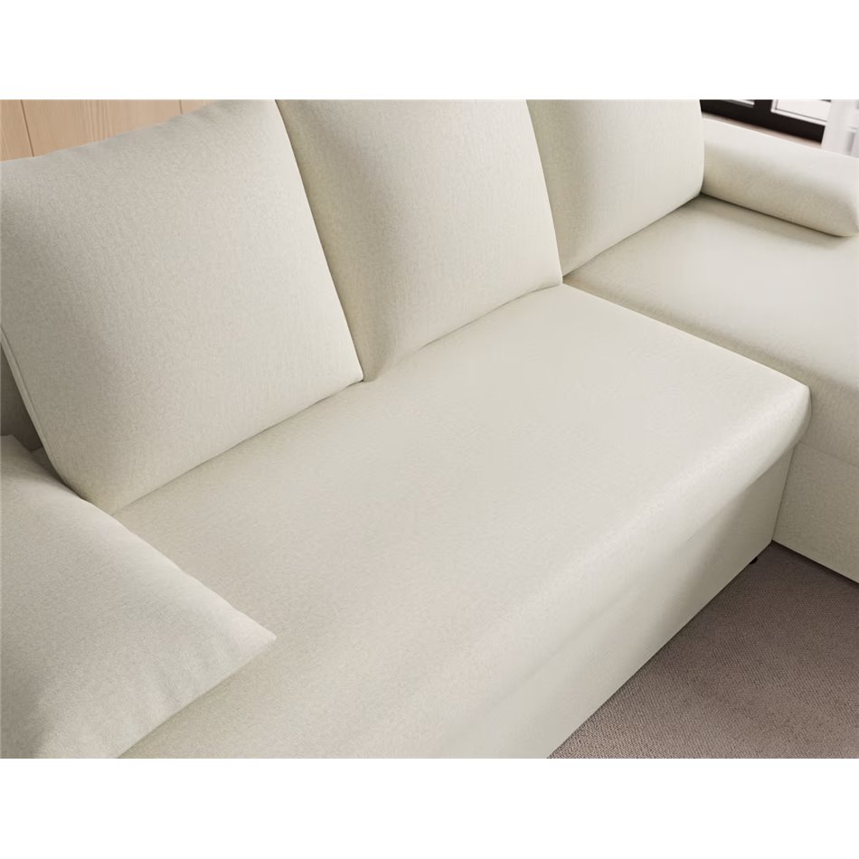 Corner sofa Elgino L/R Reversible, sleeping function, Monolith 04, velvet, beige, H90x201x143cm