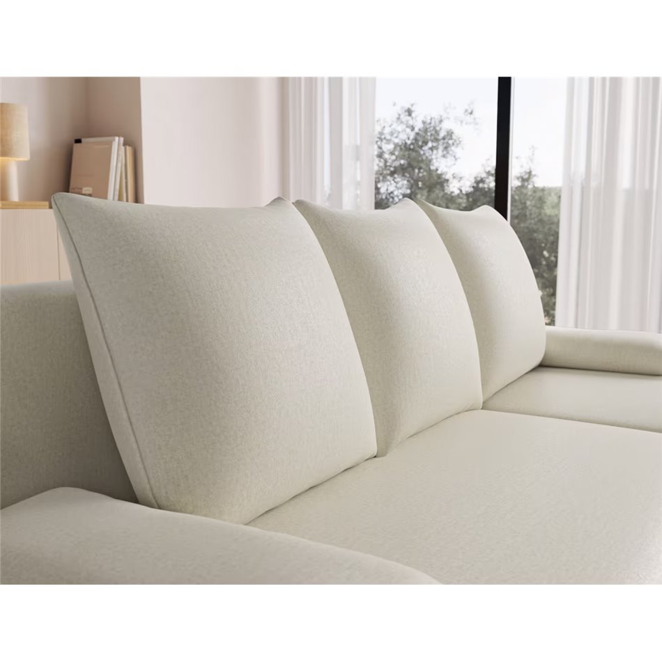 Corner sofa Elgino L/R Reversible, sleeping function, Monolith 04, velvet, beige, H90x201x143cm
