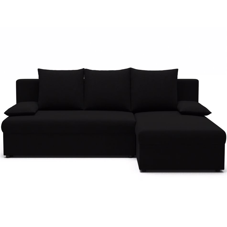 Угловой диван Elgino L/R Reversible, раздвижной, Sawana 14, черный, H90x201x143cm