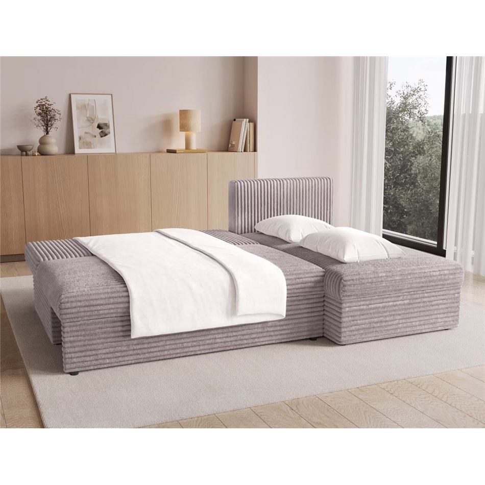 Corner sofa Elgino L/R Reversible, sleeping function, Modullo 03, grey, H90x201x143cm