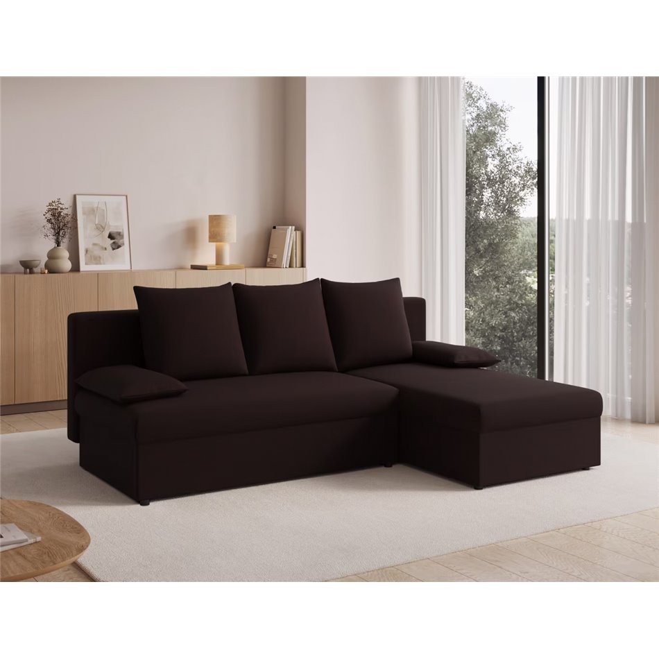 Угловой диван Elgino L/R Reversible, раздвижной, Sawana 26, коричневый, H90x201x143cm