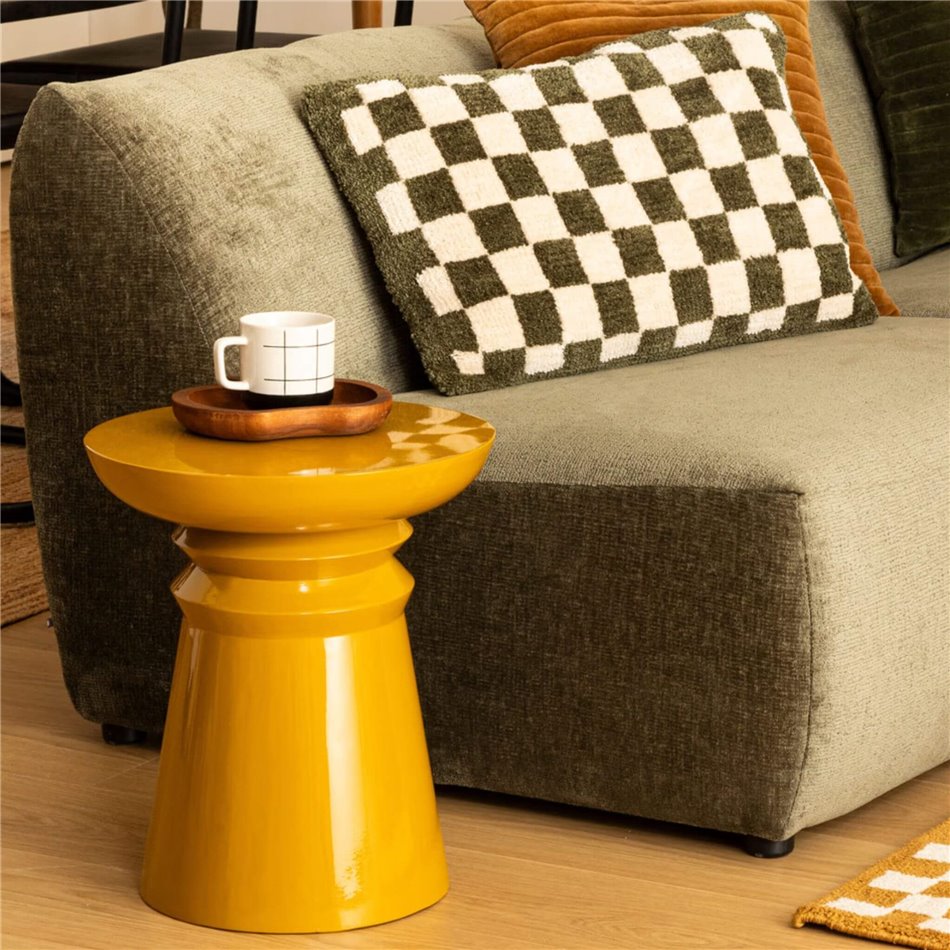 Coffee table TOTEM JAYA MTD, metal, mustard color, D38cm H43cm