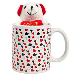 Krūze Little hearts and plush Teddy, 380ml, H10cm, D8cm