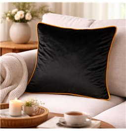 Декоративная наволочка Riviera, черный, с отделкой горчичного цвета, 60x60cm