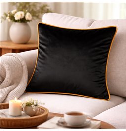 Декоративная наволочка Riviera, черный, с отделкой горчичного цвета, 45x45cm