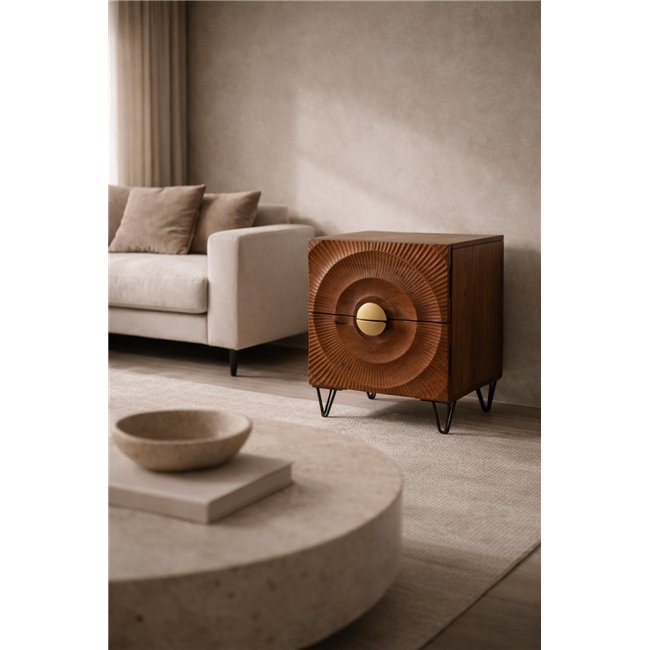 Side table Bailey ST L BR, mango wood/MDF/metal, 45x40cm H55cm