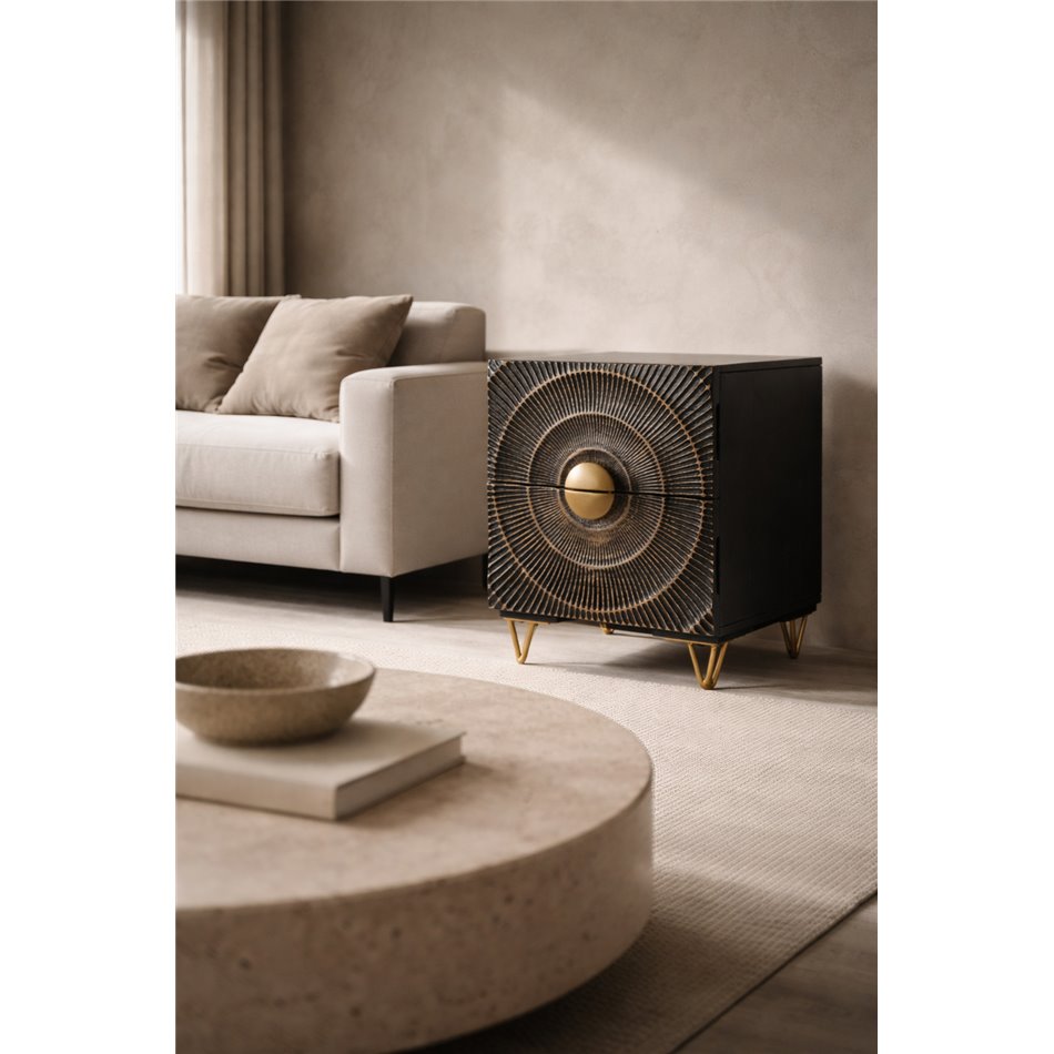 Side table Bailey ST L, mango wood/MDF/metal, 45x40cm H55cm