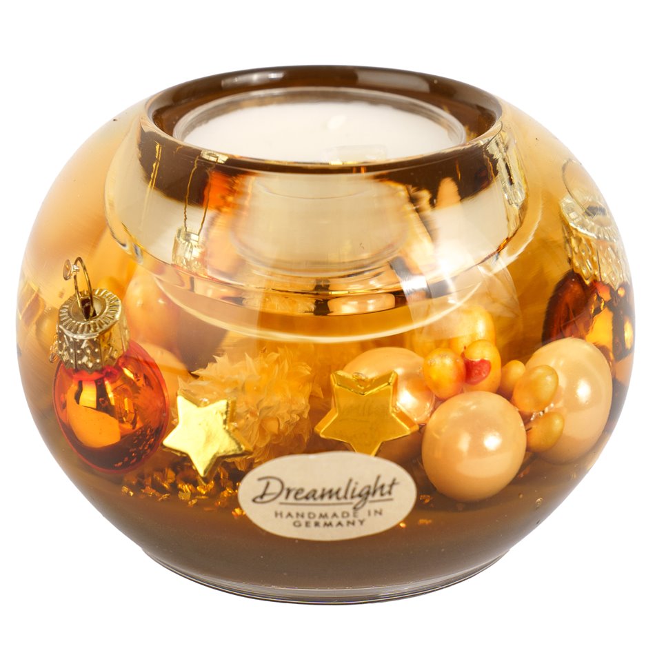 Candle holder Cozy Night, brown, glass, H6cm, D8cm