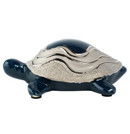 Deco figurine Turtle Wavy, ceramic, blue/silver color, H5.5x13.5x11.5cm