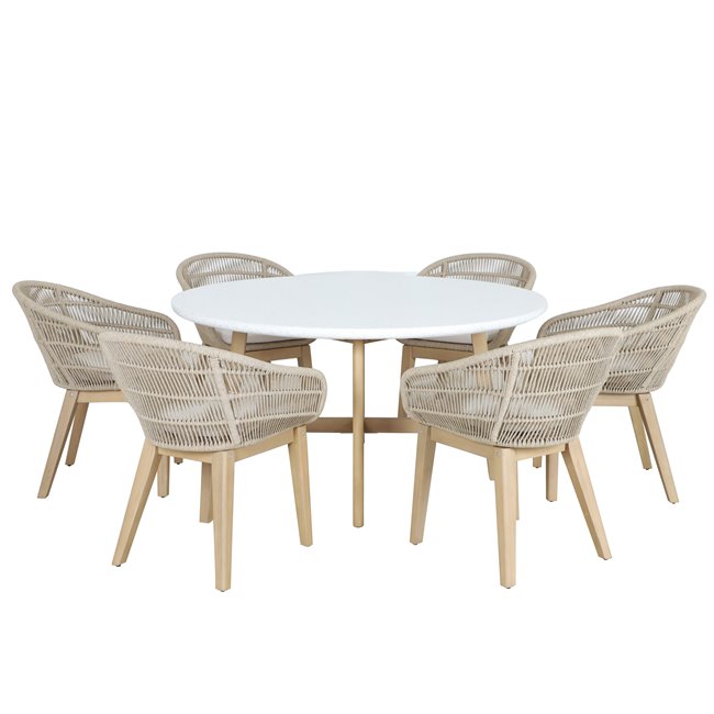 Садовый стол Tallara 150, древесина акации/терраццо, D150cm H76cm