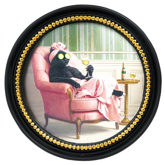 Настенный декор hanging Black cat in pink, D21.5x2cm