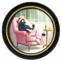 Настенный декор hanging Black cat in pink, D21.5x2cm
