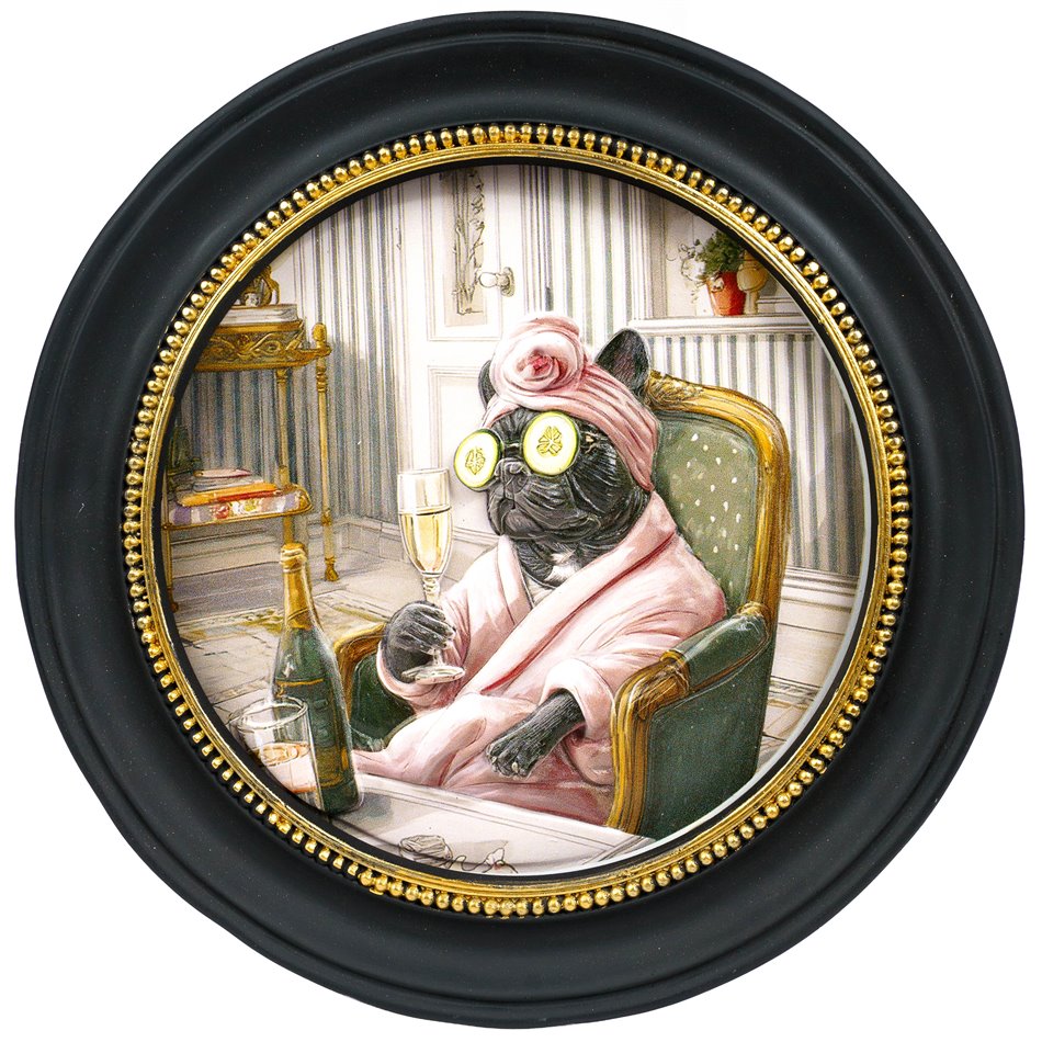 Настенный декор Black dog in pink, D26x2cm
