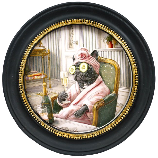 Настенный декор Black dog in pink, D26x2cm