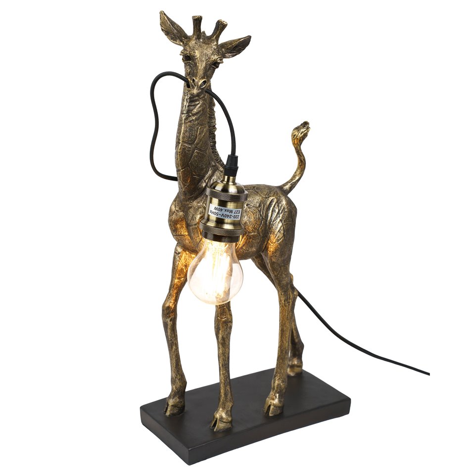 Настольная лампа Giraffe with lamp, черный/золотой цвет, H50x26x13cm, E27 40W(MAX)