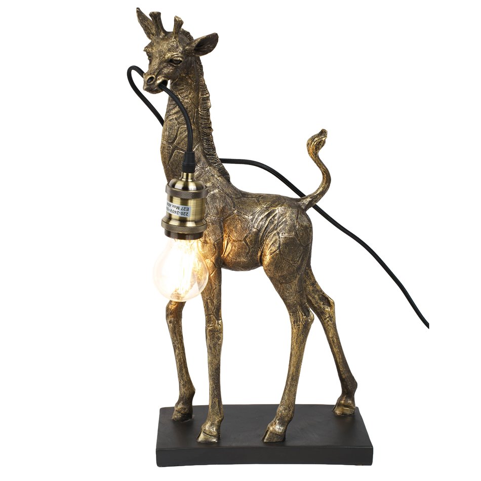 Настольная лампа Giraffe with lamp, черный/золотой цвет, H50x26x13cm, E27 40W(MAX)