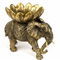 Декоративная фигурка Elephant with tray, черный/золотой цвет, H22.5x26x17cm