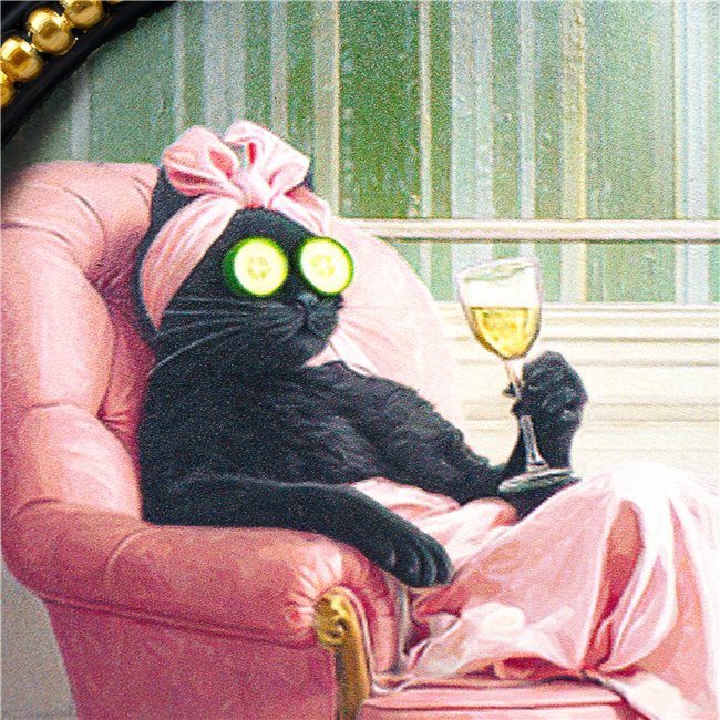 Настенный декор hanging Black cat in pink, D21.5x2cm