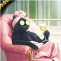 Настенный декор hanging Black cat in pink, D21.5x2cm