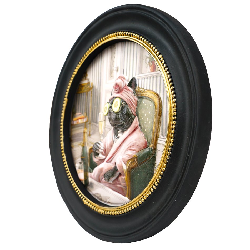 Настенный декор Black dog in pink, D26x2cm