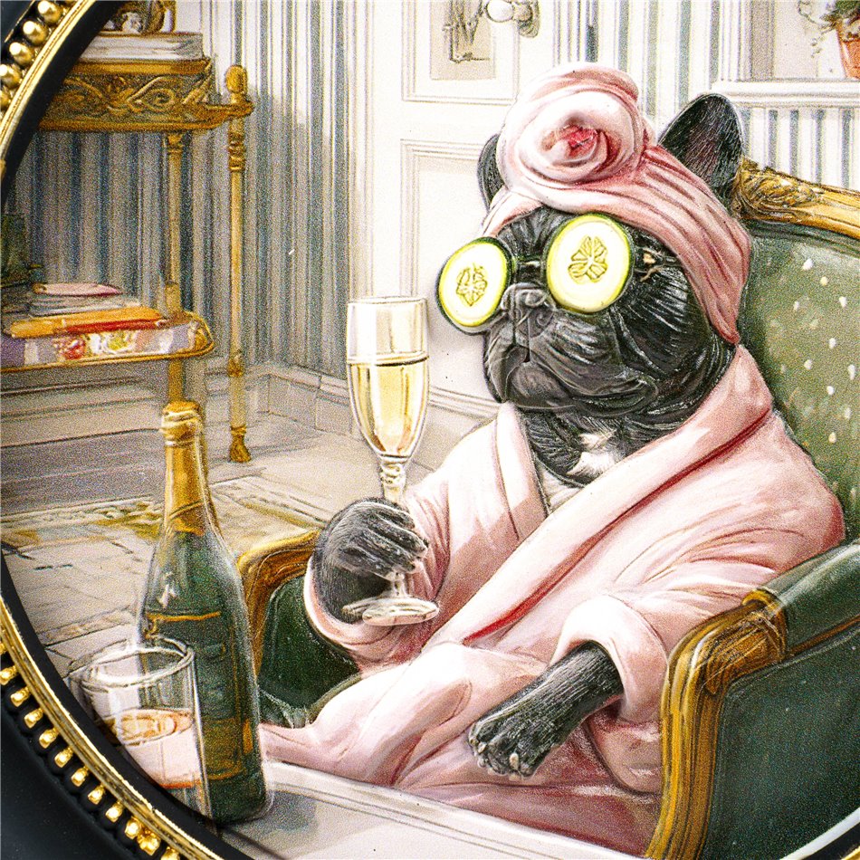 Настенный декор Black dog in pink, D26x2cm