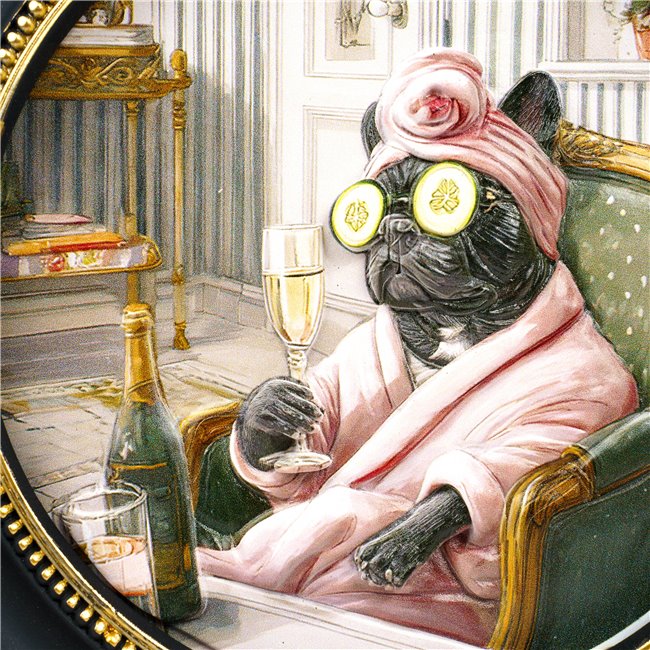 Настенный декор Black dog in pink, D26x2cm