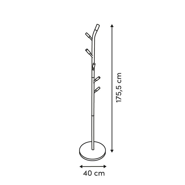 Coat rack Cassie, metal/MDF/pine wood, H175.5x40x40cm