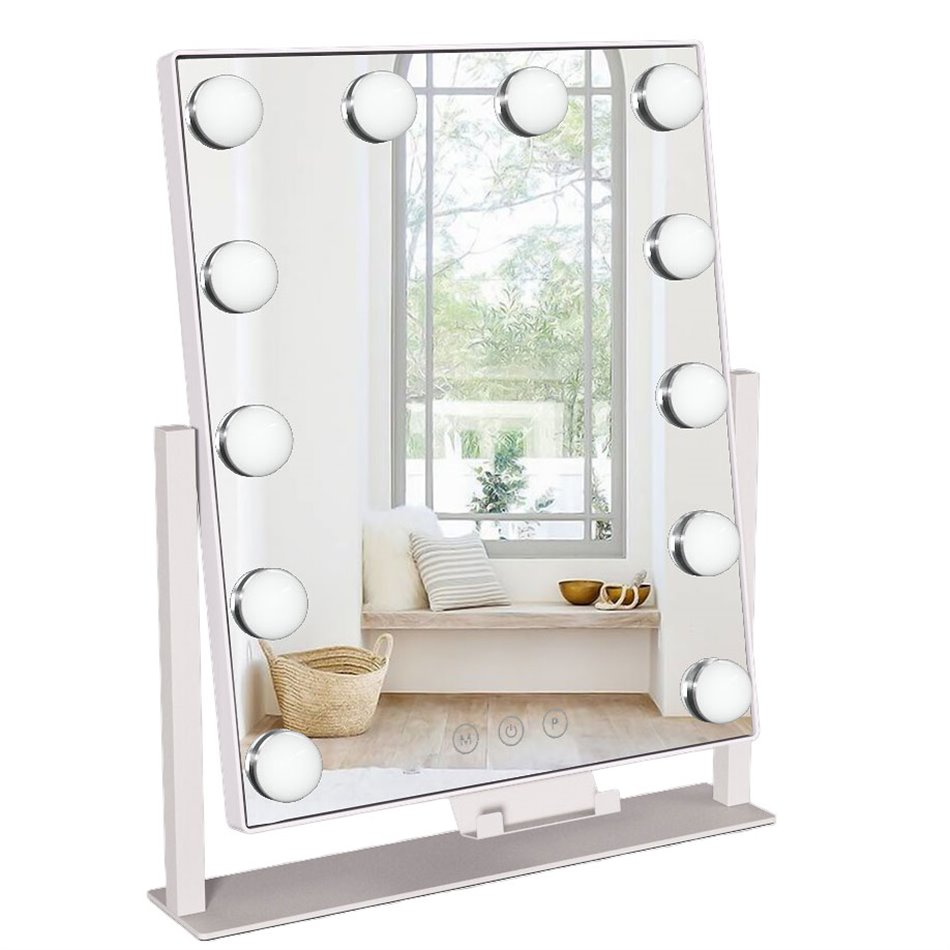Mirror Holly, white, H43x35x7cm, LED 10W, 750lm