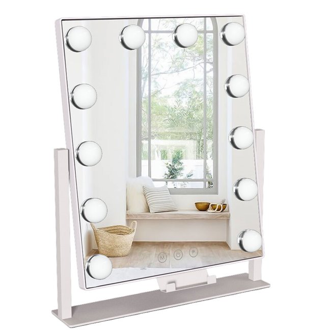 Mirror Holly, white, H43x35x7cm, LED 10W, 750lm